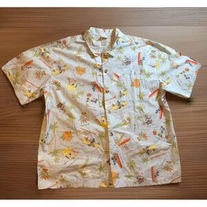 NWOT Disney Mens XL Mickey Mouse Minnie Goofy Donald Hawaiian Button Shirt Beach